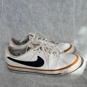 Nike White and Black Sneakers with Tan Accents